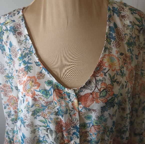 Almost Famous - Fall Colored Floral Flowy Dress, Size L - Picture 11 of 14